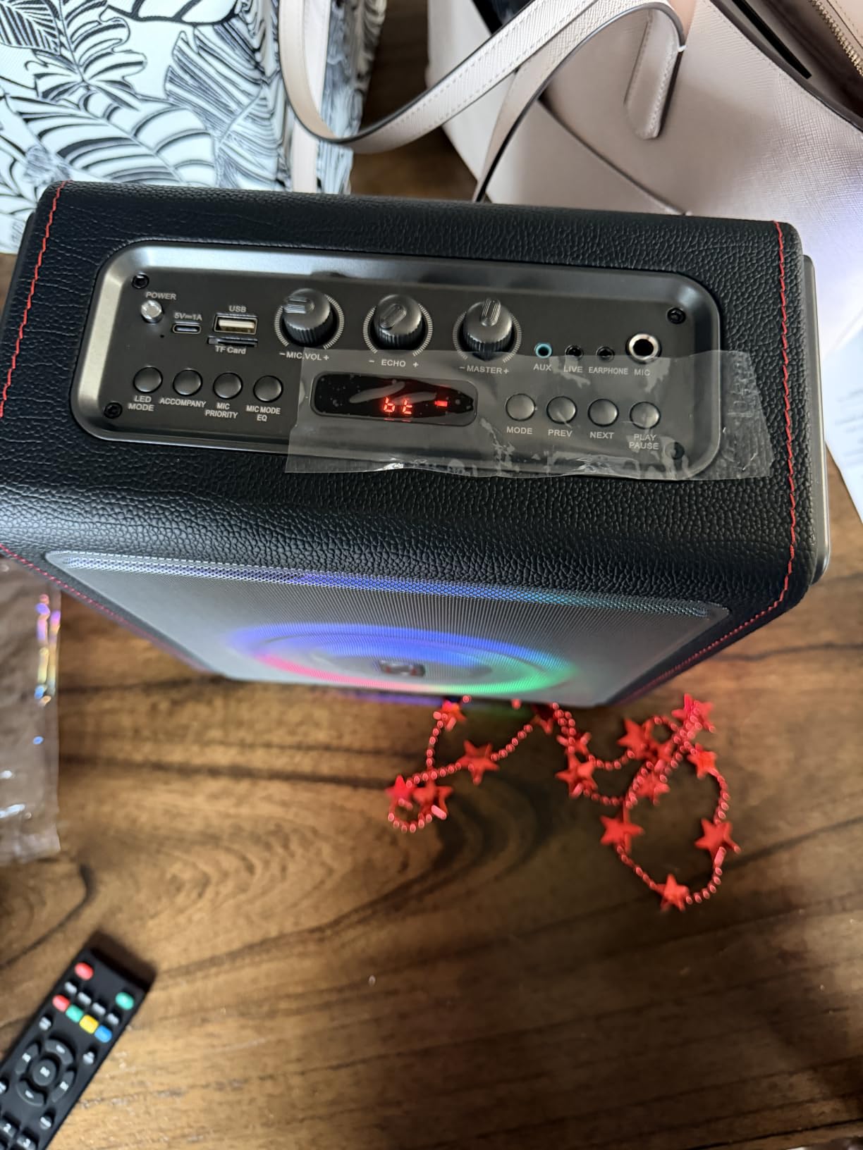 Karaoke Machine for Adults with 2 Wireless Microphones, 200W PA System | Pitch Correction, Bluetooth 5.3, Retro Leather Design, 24H Playtime, TV Connection, TWS Stereo and Live Performance Support customer photo 1