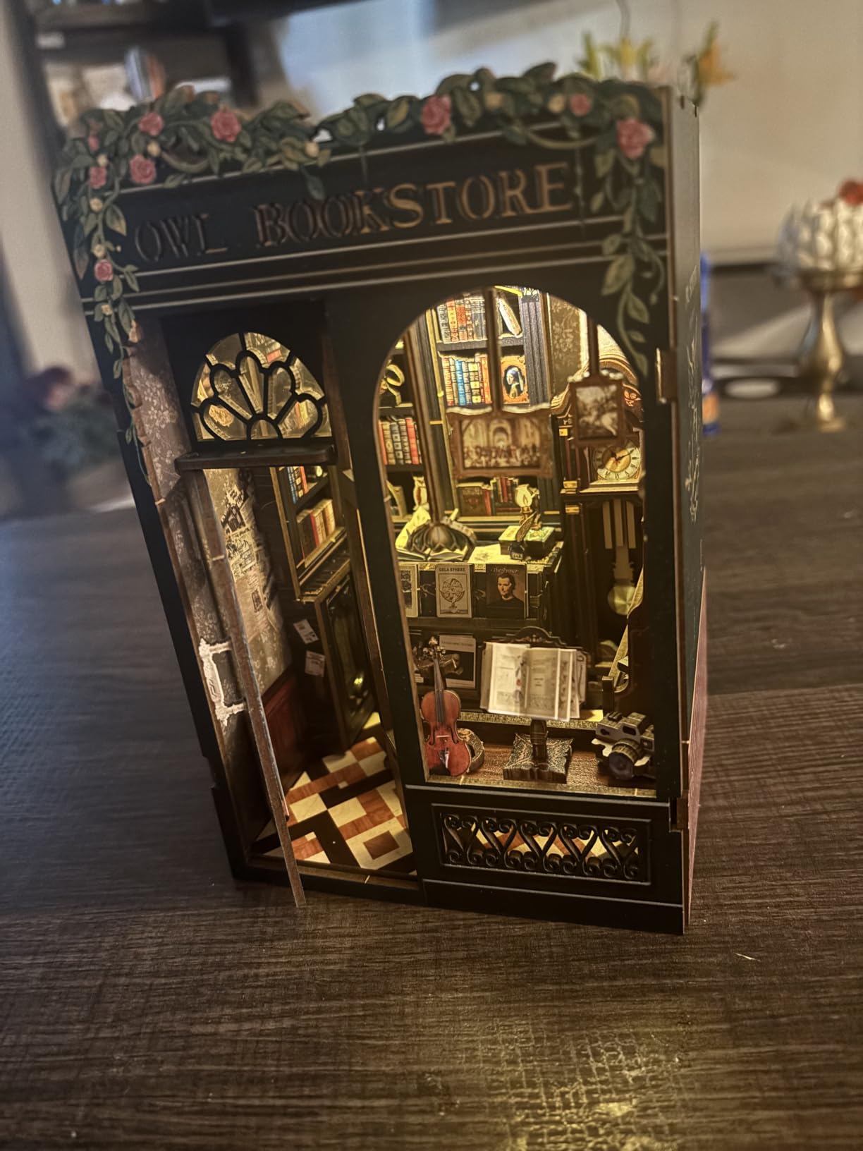 CUTEBEE Book Nook Kit - DIY Miniature House Kit for Adults, Teens and Beginners, Dollhouse Booknook Library Tiny House Bookshelf Decor 3D Wooden Puzzle, Gifts for Family, Friends (Owl Bookstore) customer photo 1