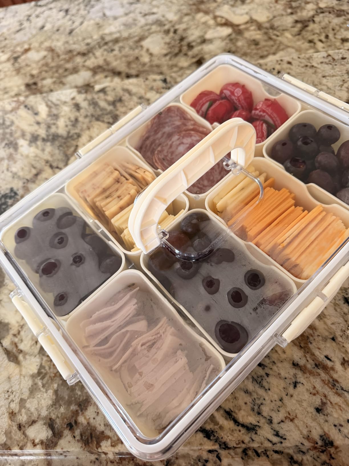 2Pack Snackle Box Containers Dishwasher Safe Divided Serving Tray with Lid | Charcuterie Board for Portable Snack Platters, Clear Organizer with Handle for Fruits Snacks, Perfect for Road Travel customer photo 1