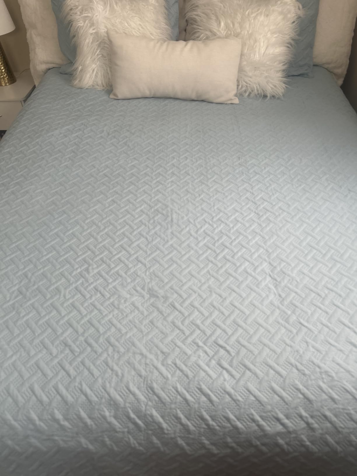 FLYMME Quilts Queen Size - Ultra Soft Navy Blue Quilt Lightweight Microfiber Bedspreads, Classic Basket Weave Pattern Bedspread Bed Coverlet 3 Pieces for All-Season customer photo 1