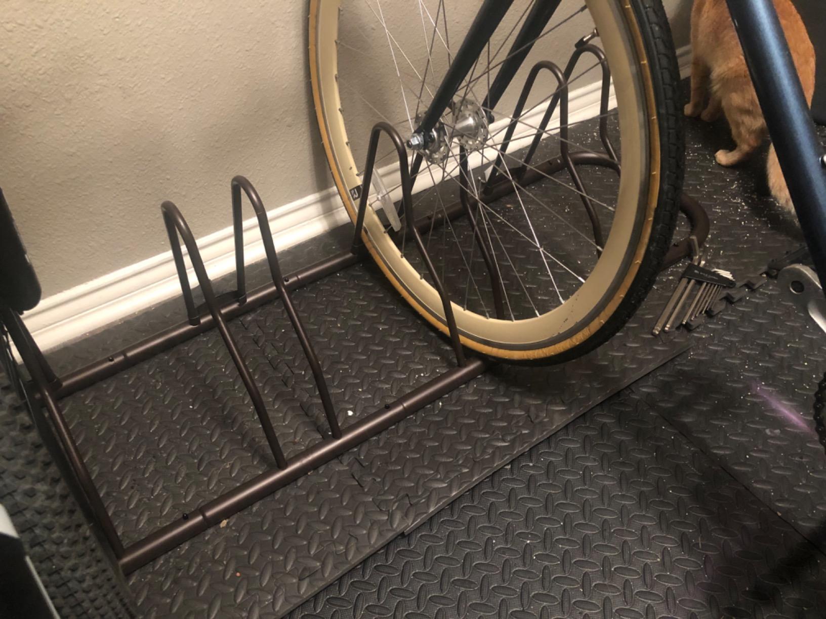 Simple Houseware 5-Bike Adjustable Floor Storage Rack for Garage, Black - Bicycle Parking Stand Organizer for Road and Kids Bikes customer photo 1