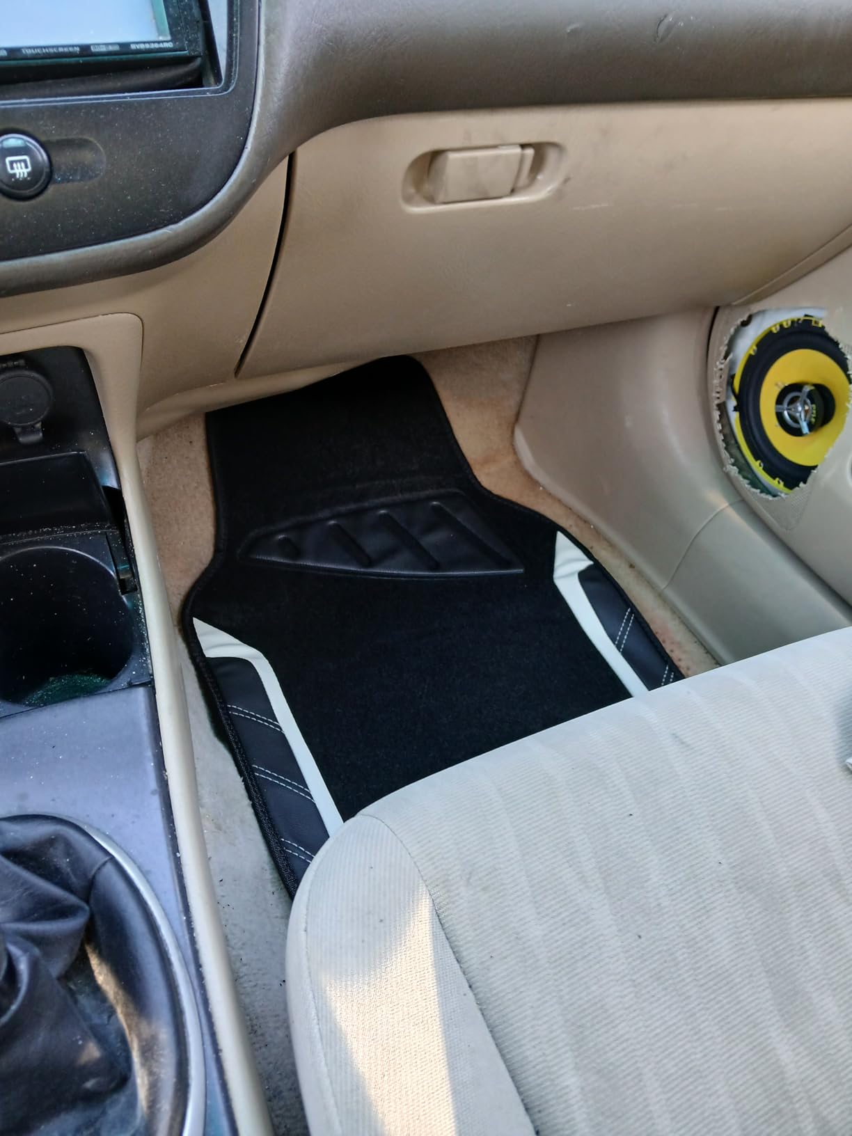 CAR PASS Air Mesh Leather Car Seat Covers Full Set, Waterproof Car Floor Mats, Sporty Steering Wheel Cover 14.5-15in, Universal Fits for 95% Cars Truck SUV (Black and Blue) customer photo 1