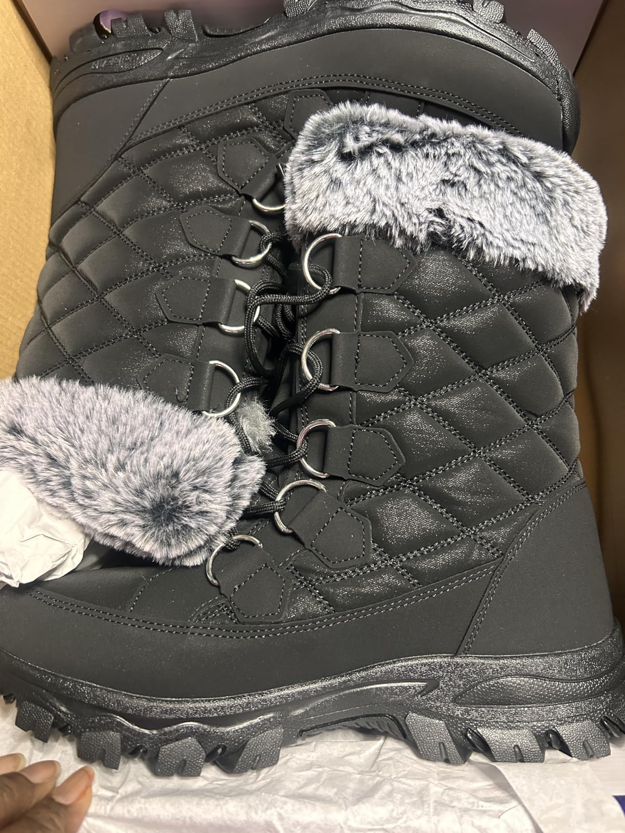 HOBIBEAR Womens Winter Boots Warm Faux Fur Lined Snow Boots Cold Weather Outdoor Shoes Water Resistant customer photo 2