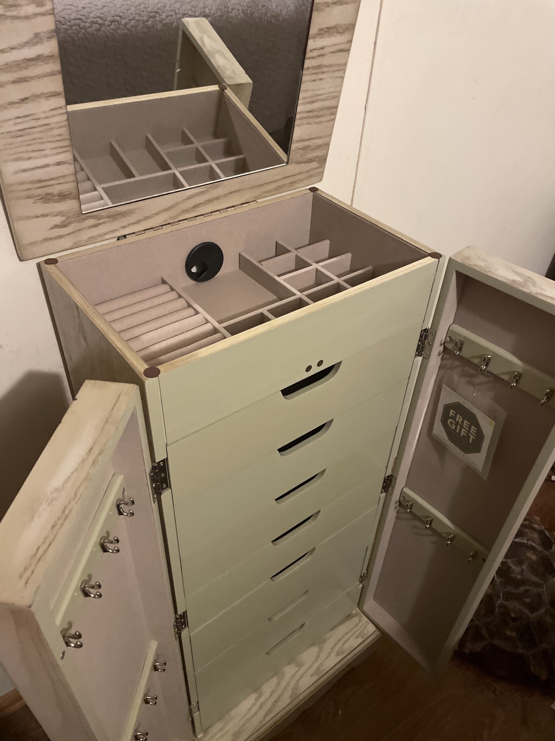 Hives & Honey Chelsea Standing Jewelry Armoire Cabinet, Jewelry Storage Organizer with Top Flip Mirror, Walnut customer photo 2