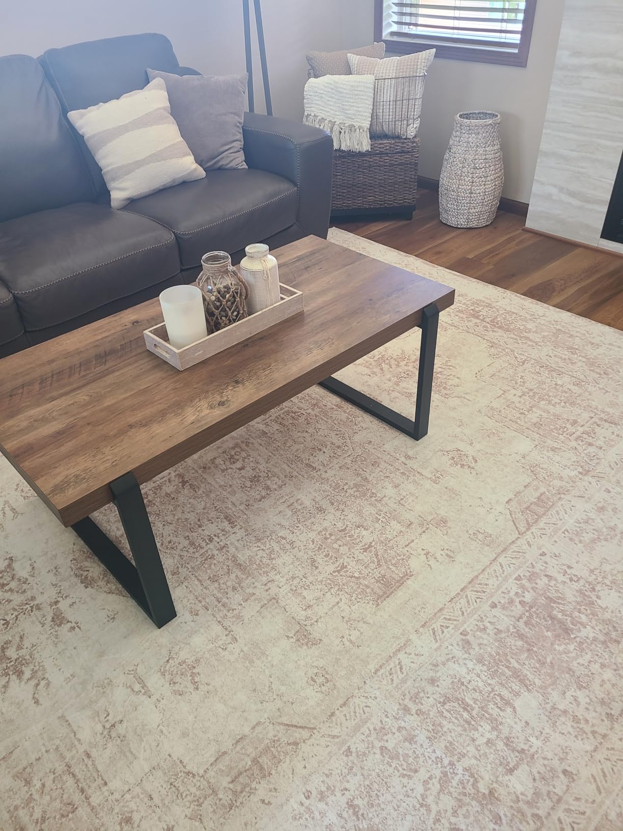 XLUEZ Area Rug 8x10 Living Room Rug, Machine Washable Vintage Distressed Medallion Rug Non-Slip Soft Low Pile Large Indoor Rugs for Bedroom Dining Room Office Children's Room (Beige,8'x10') customer photo 1