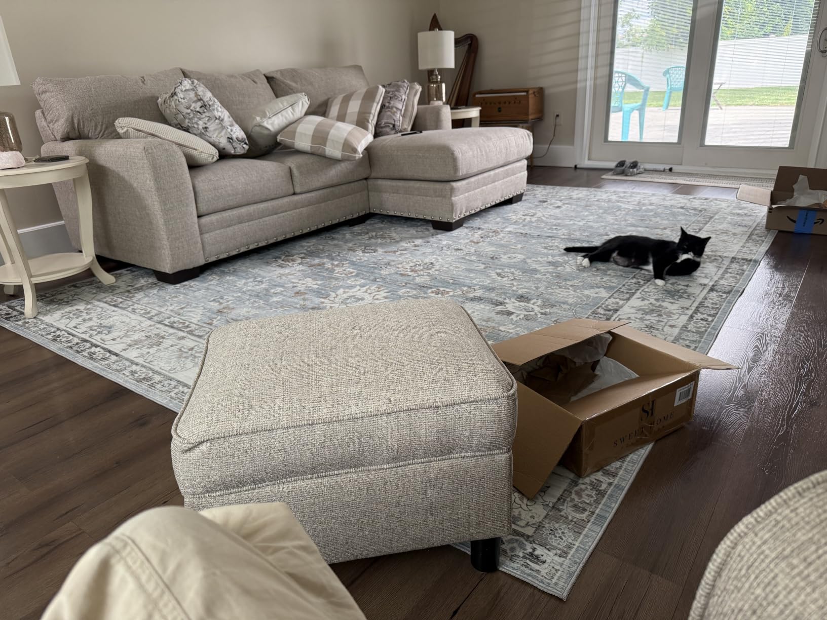 XLUEZ Area Rug 8x10 Living Room Rug, Machine Washable Vintage Distressed Medallion Rug Non-Slip Soft Low Pile Large Indoor Rugs for Bedroom Dining Room Office Children's Room (Beige,8'x10') customer photo 2