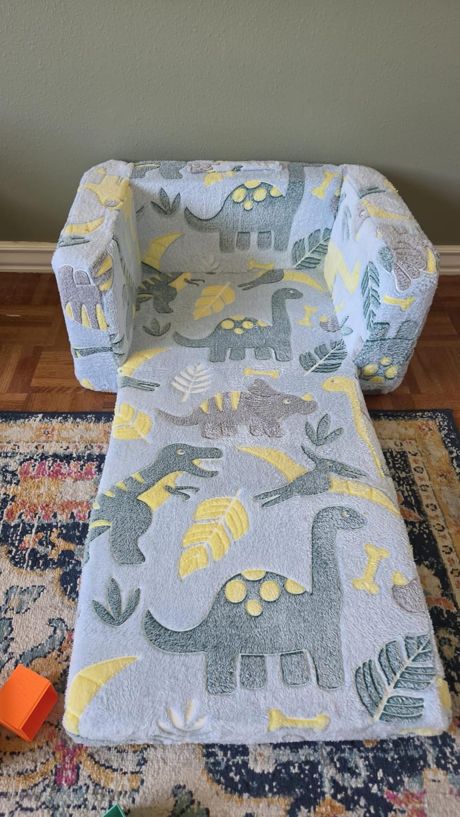 Tiita 2-in-1 Kids Sofa, Convertible Children Couch to Lounger, Flip Out Kids Chair, Flower customer photo 1