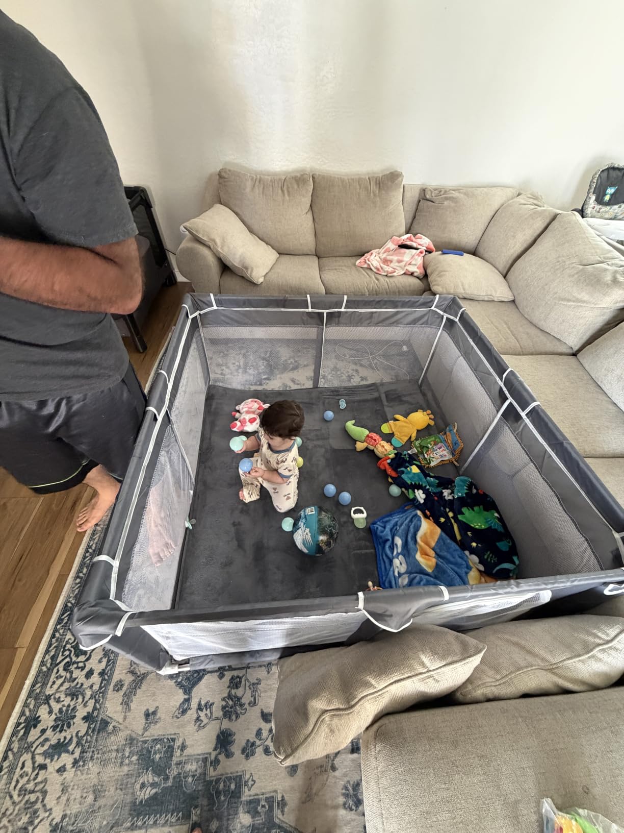 ORIAN Baby Playpen 50x74, Large Baby Play Yard for Babies & Toddlers, Grey customer photo 1
