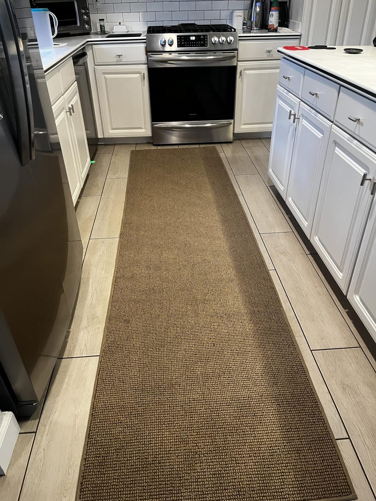 BEQHAUSE Hallway Runner Rugs 2x6, Hallway Rug Non-Slip Washable, Taupe | Rolled-Up No Creases customer photo 1