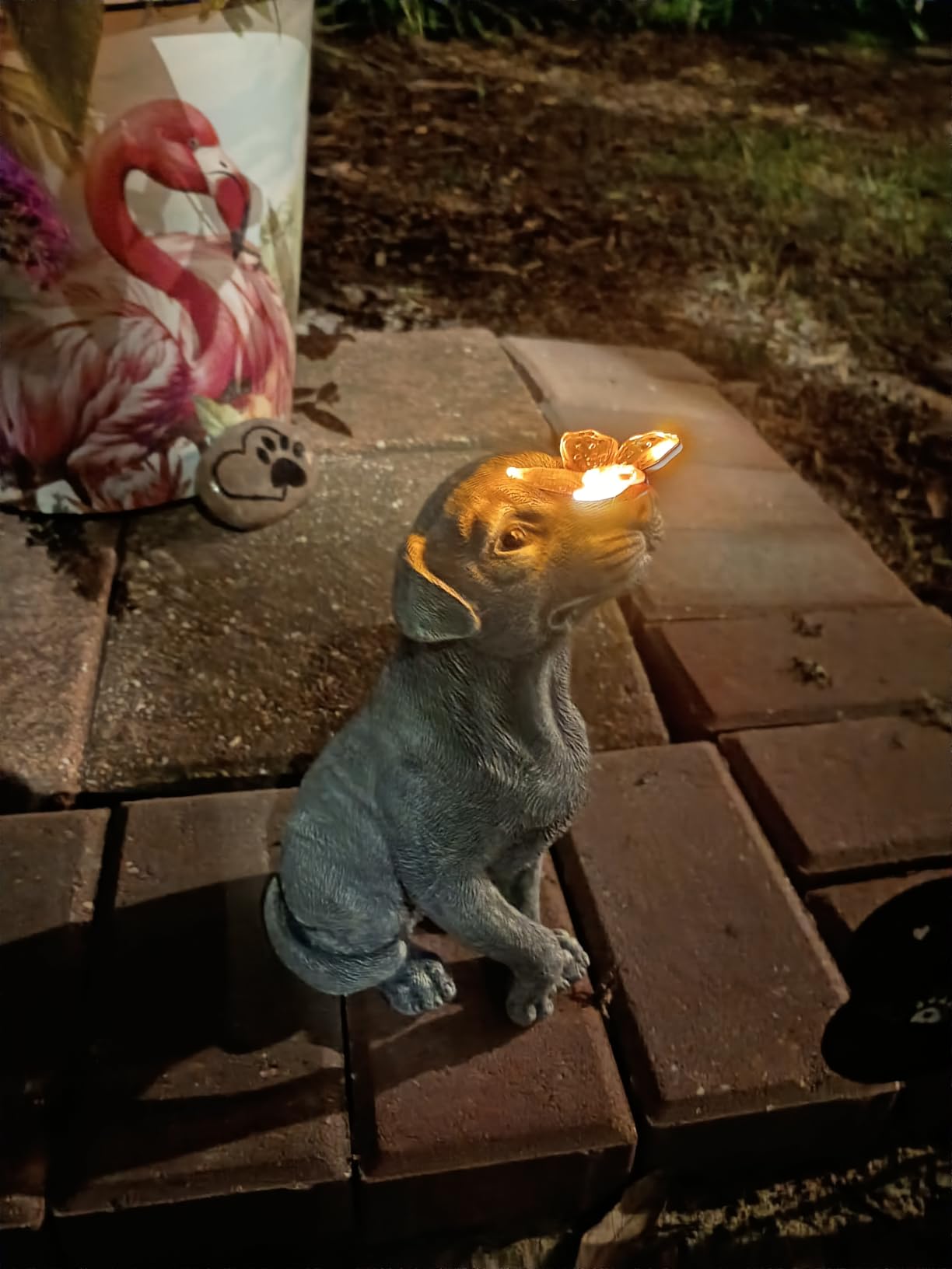 Goodeco Dog Statue with Solar Butterfly Garden Decor | Ideal gifts for mom, dad or birthdays, beautifully crafted outdoor decorations to wow your guests customer photo 1