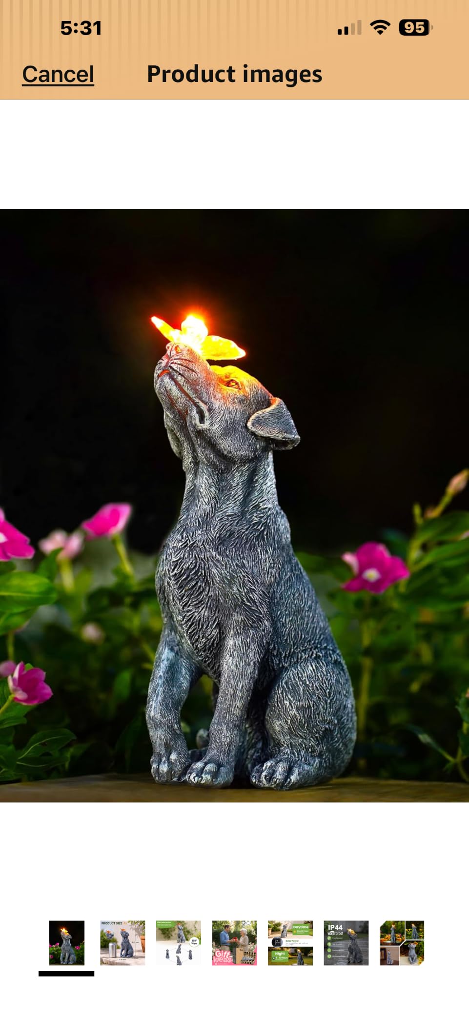 Goodeco Dog Statue with Solar Butterfly Garden Decor | Ideal gifts for mom, dad or birthdays, beautifully crafted outdoor decorations to wow your guests customer photo 2