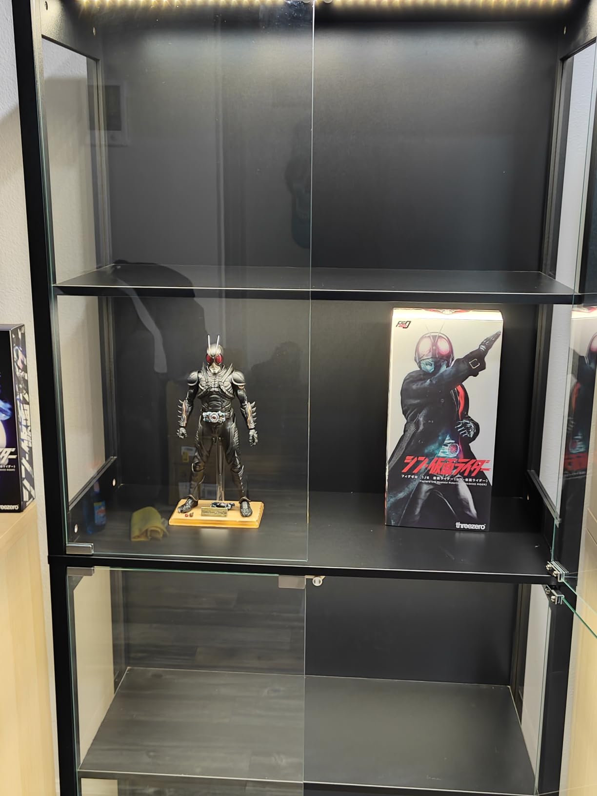Display Cabinet with Glass Doors, 4-Tier Display Case, Black | Curio Cabinet with 3 Color Lights for Collectibles, Storage Cabinets with Human Body Sensor customer photo 1