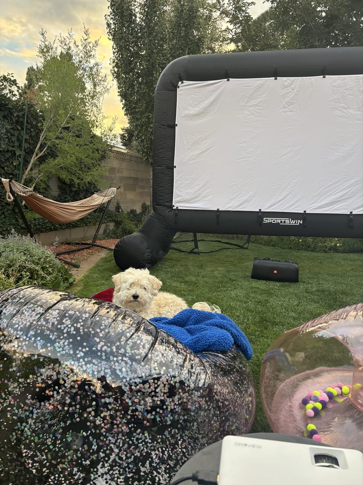 14 FT Inflatable Outdoor Movie Screen, Blow Up Projector Screen Outdoor with Air Blower, Movie Screens for Backyard with One Piece Design, Front & Rear Projection, Easy Set Up customer photo 1
