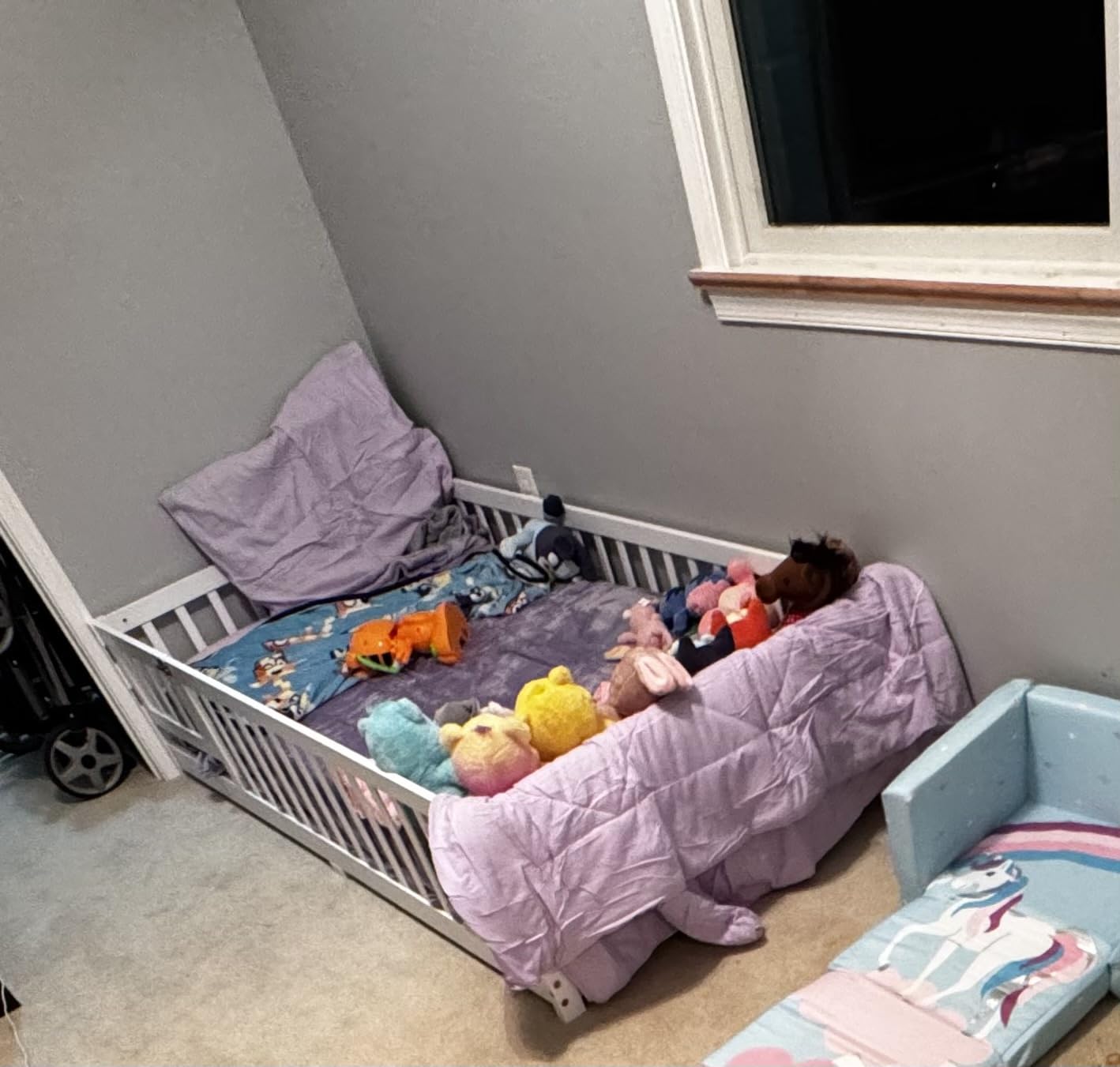Twin Floor Bed with Slats, Fence and Door, Twin Size Montessori Floor Bed for Kids, Girls, Boys, Easy Assemble Montessori Bed Frame(Twin White) customer photo 2