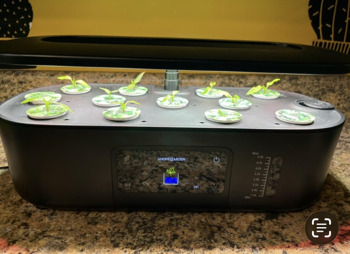 Ahopegarden Hydroponics Growing System Kit Indoor Herb Garden with Grow Light 12 Pods, with LCD Touch Panel Hydroponic Planter, Planting Height Up to 17