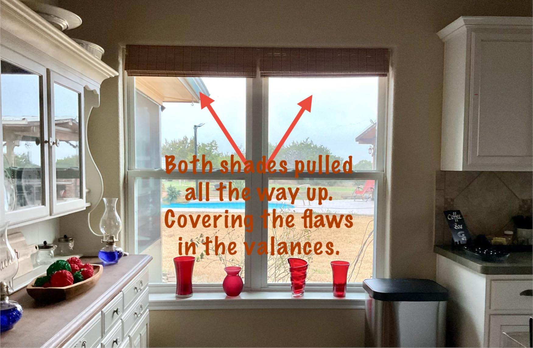 Kokorona Cordless Bamboo Roman Shades with Valance, Light Filtering Bamboo Blinds for Interior Windows, Natural Roll Up Bamboo Shades for Home, Office, Easy Installation, 20