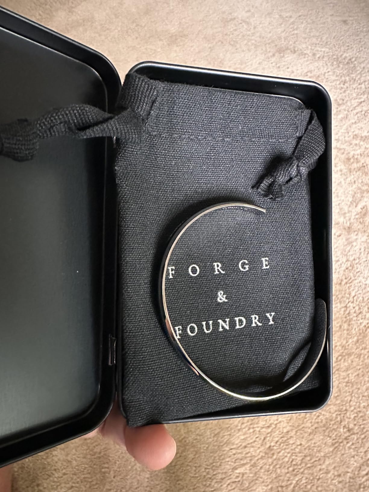 Forge & Foundry Men's Minimalist Titanium Cuff Bracelet | Versatile Unisize Waterproof | Design-Led Artisan Jewelry, from London | Ravick customer photo 2
