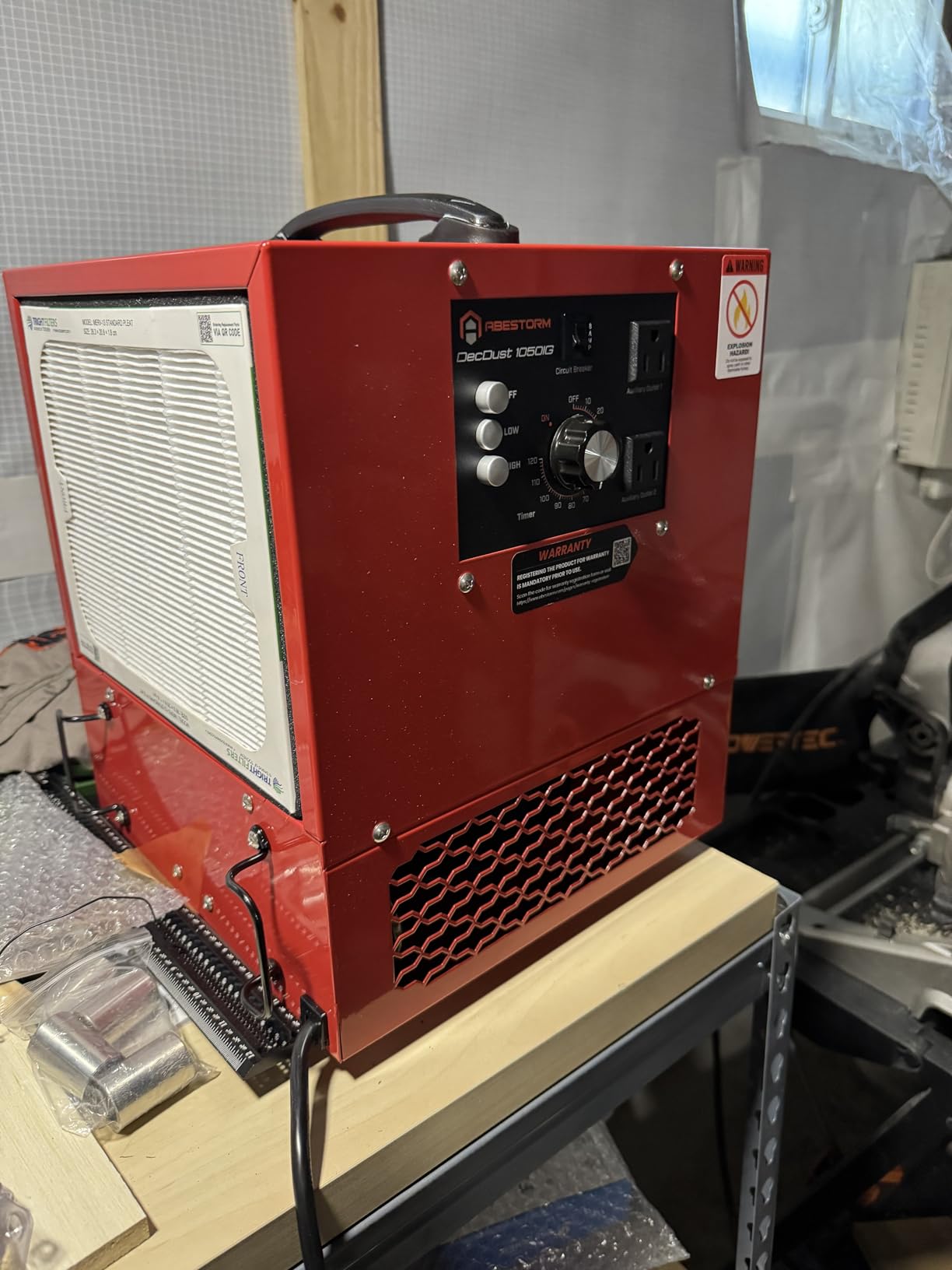 Abestorm Tabletop Dust Collector for Woodworking, Portable Intake Air Filtration Systems, Movable Air Filter with Timer Function, Ideal for Garage Works Shop and Room Renovations customer photo 1