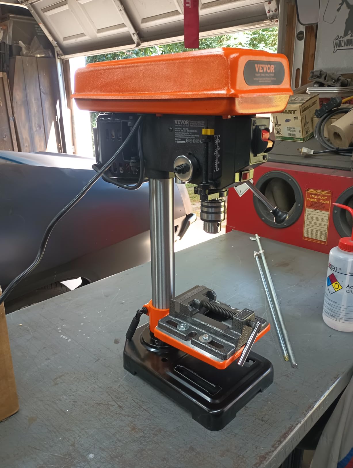 VEVOR 8 in Benchtop Drill Press, 2.5A Induction Motor, Tabletop Drilling Machine with 750/1140/1740/2340/3200 RPM Adjustable Speed, 0-45° Tilting Worktable, LED Work Light, for Wood Metal customer photo 2