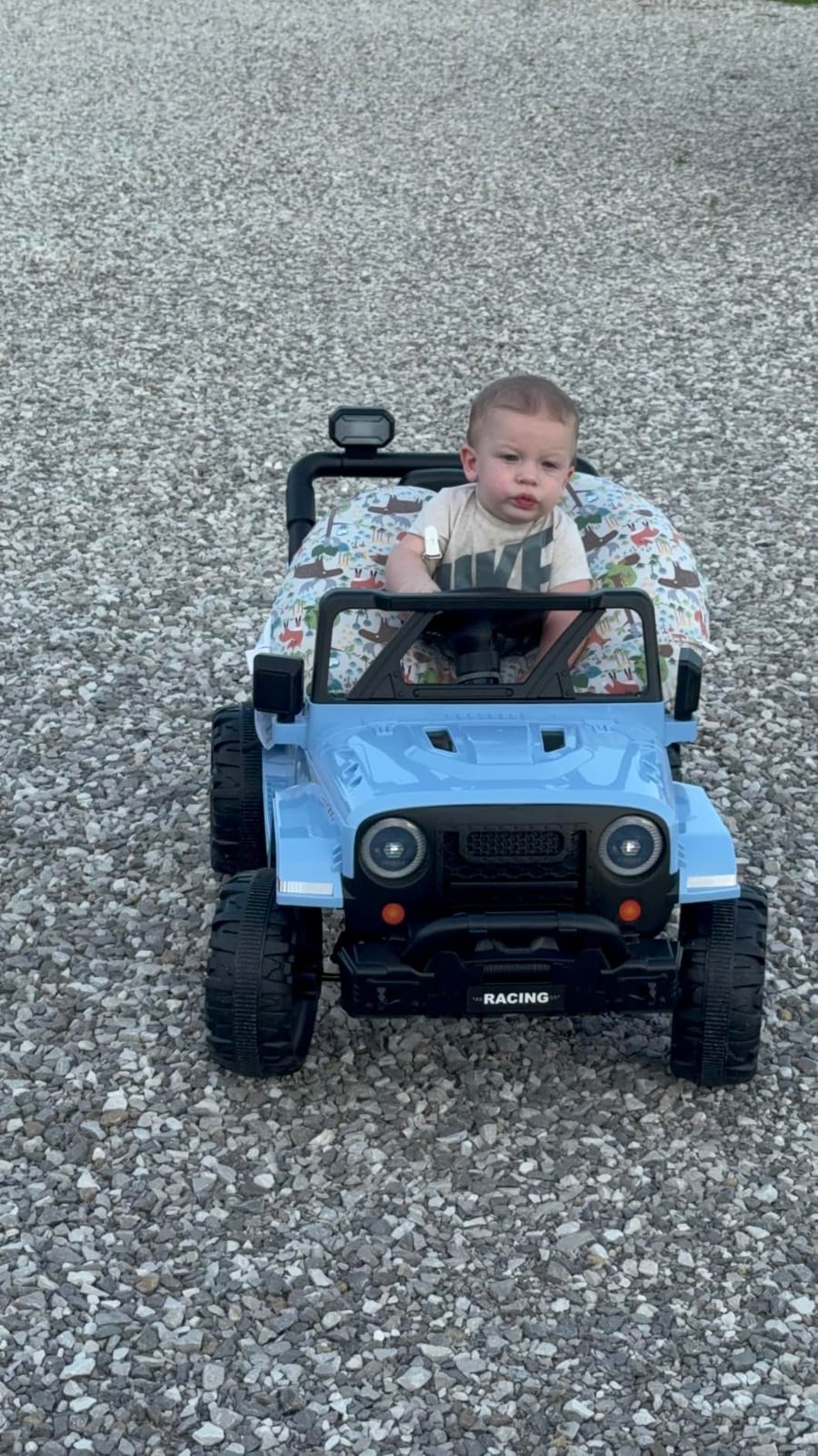 ARBELI 12V Electric Ride On Car, Toddler First Car, Blue | Realistic truck styling, parent remote control, soft start safety, bluetooth music & LED lights customer photo 2