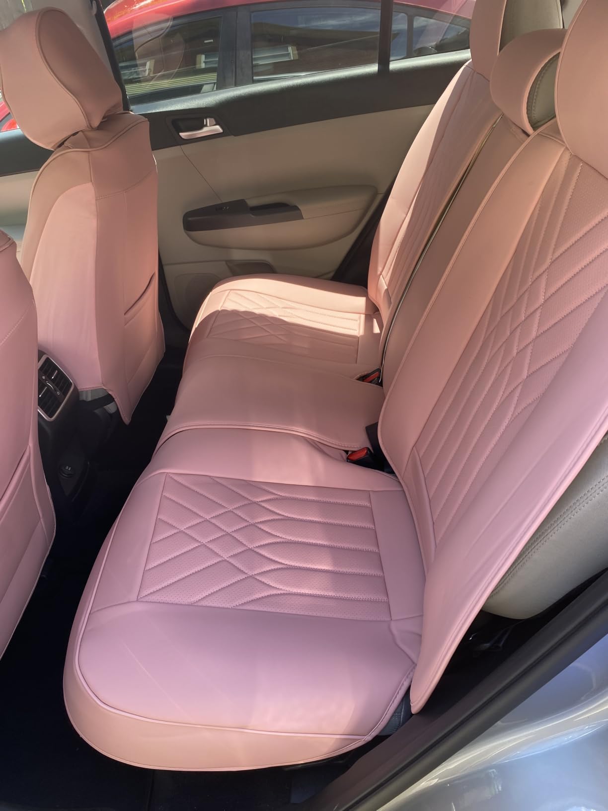 Black White Car Seat Covers Full Set Universal 5-Seater Full Wrap | Luxury Leather, Anti-Slip, Waterproof, Built-in Lumbar Support, Fits Most Cars/SUVs/Trucks, Front & Rear Seat Protection customer photo 1