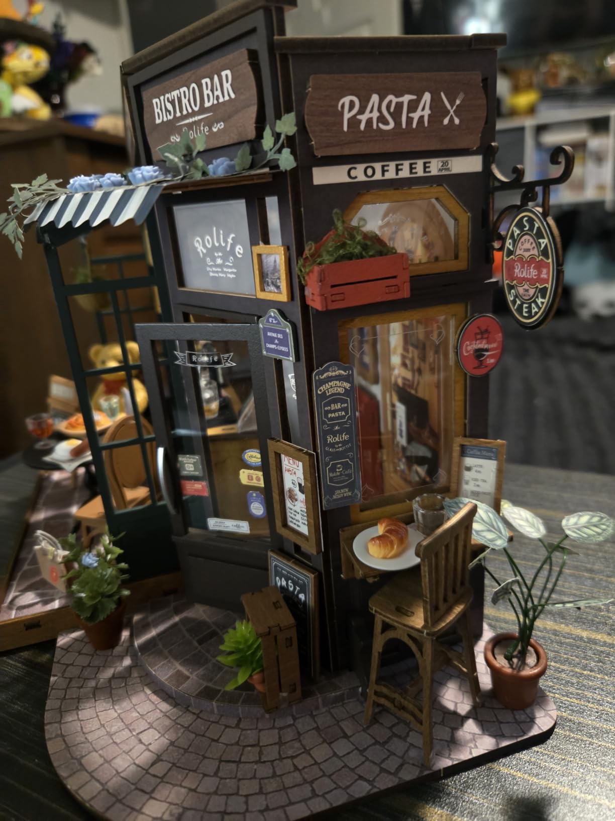 Rolife DIY Miniature Coffee Bar Dollhouse Kit Creative Gift for Adults | 1:18 Scale Tipsy Restaurant Tiny House with LED Light customer photo 2
