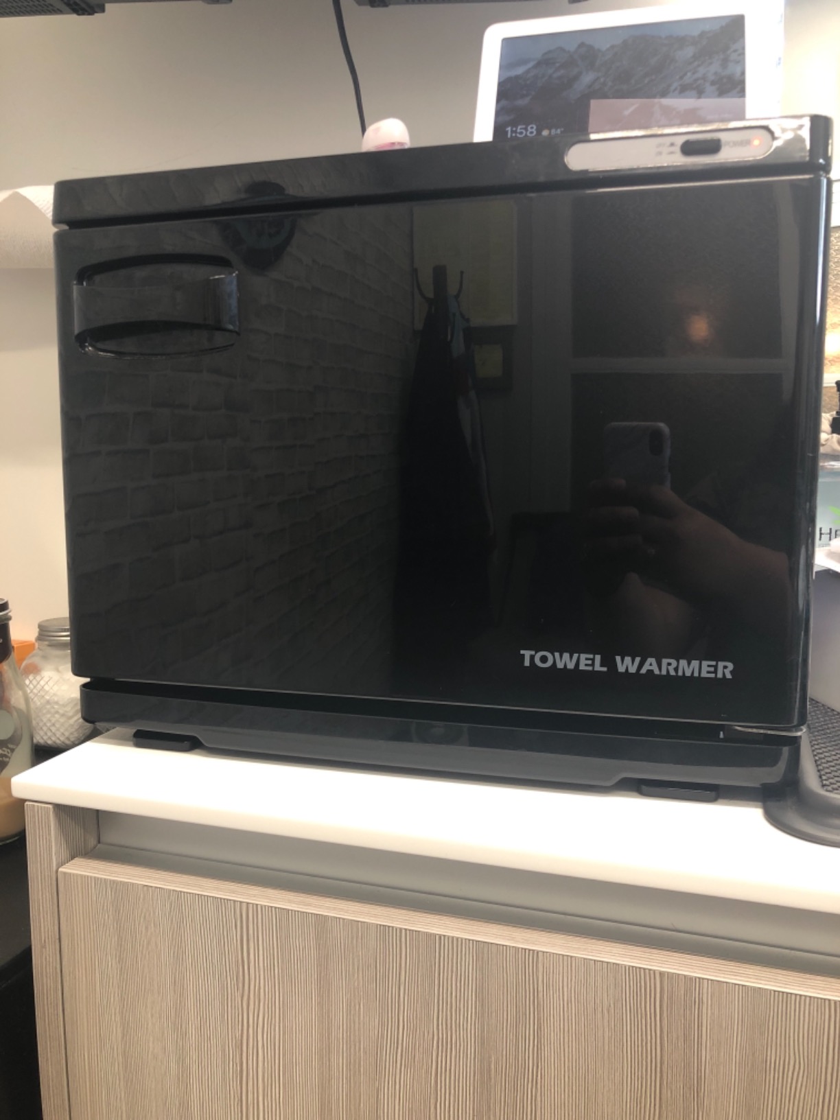 Towel Warmer Cabinet, 23L Large Hot Bath Towel Warmer Heating Use for Facial Spa, Hair Beauty, Salon Equipment and Home- Black customer photo 2