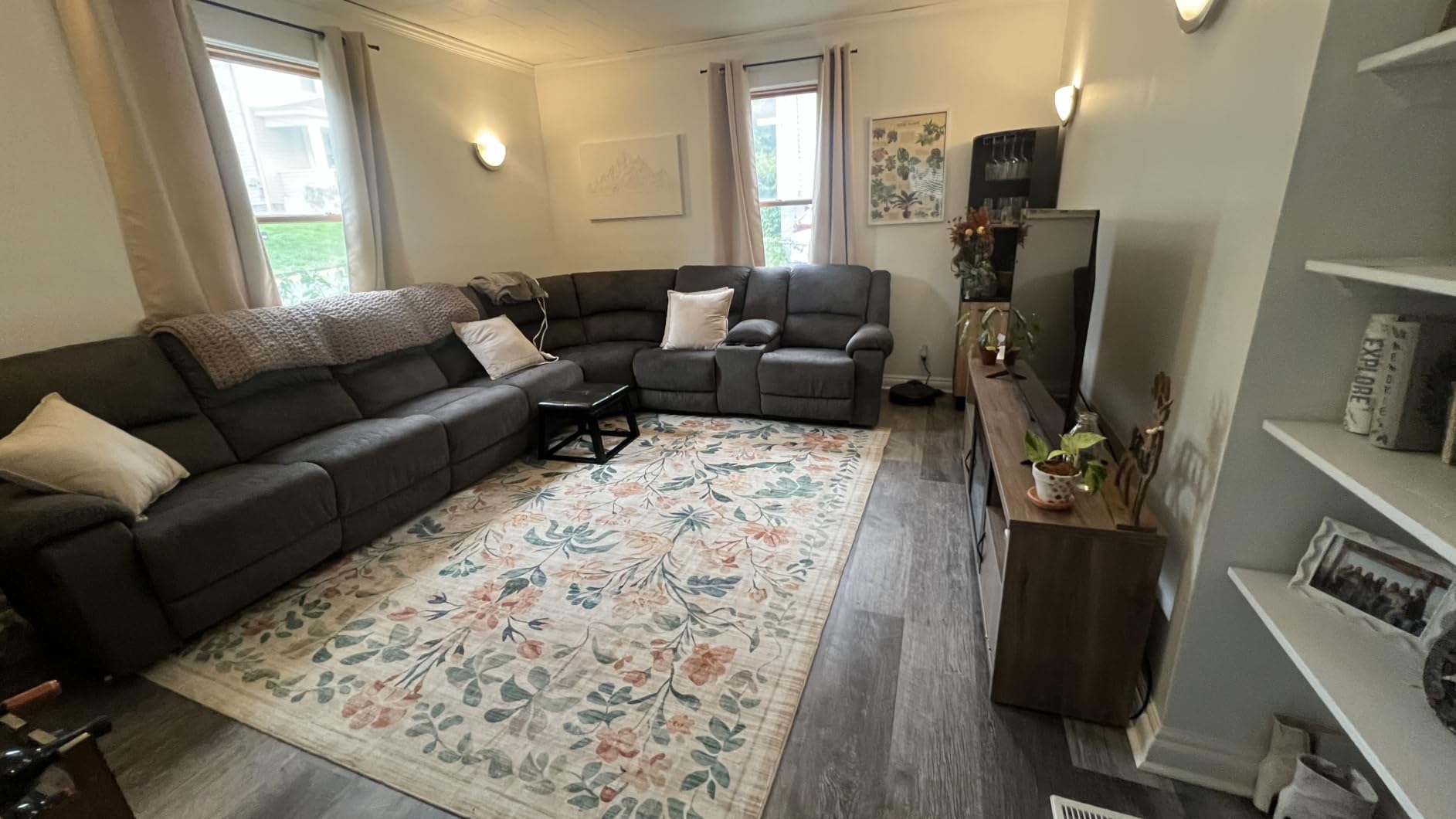8x10 Area Rugs Boho Floral Washable Living Room Rug Neutral Carpet Bedroom | Beige, Farmhouse, Large, Playroom, Kids, Soft, Non-Slip, Non-Shedding, Stain Resistant, Dining Room, office, Indoor customer photo 2