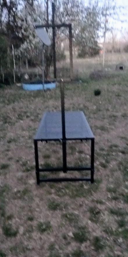 600lbs Goat Milking Stand with Adjustable Headpiece & Legs, Goat Stand with Removable Feeder, Sheep Stand for Shearing, Heavy-Duty Steel Platform for Grooming, Hoof Trimming (Blue, L-47 * 23Inch) customer photo 2