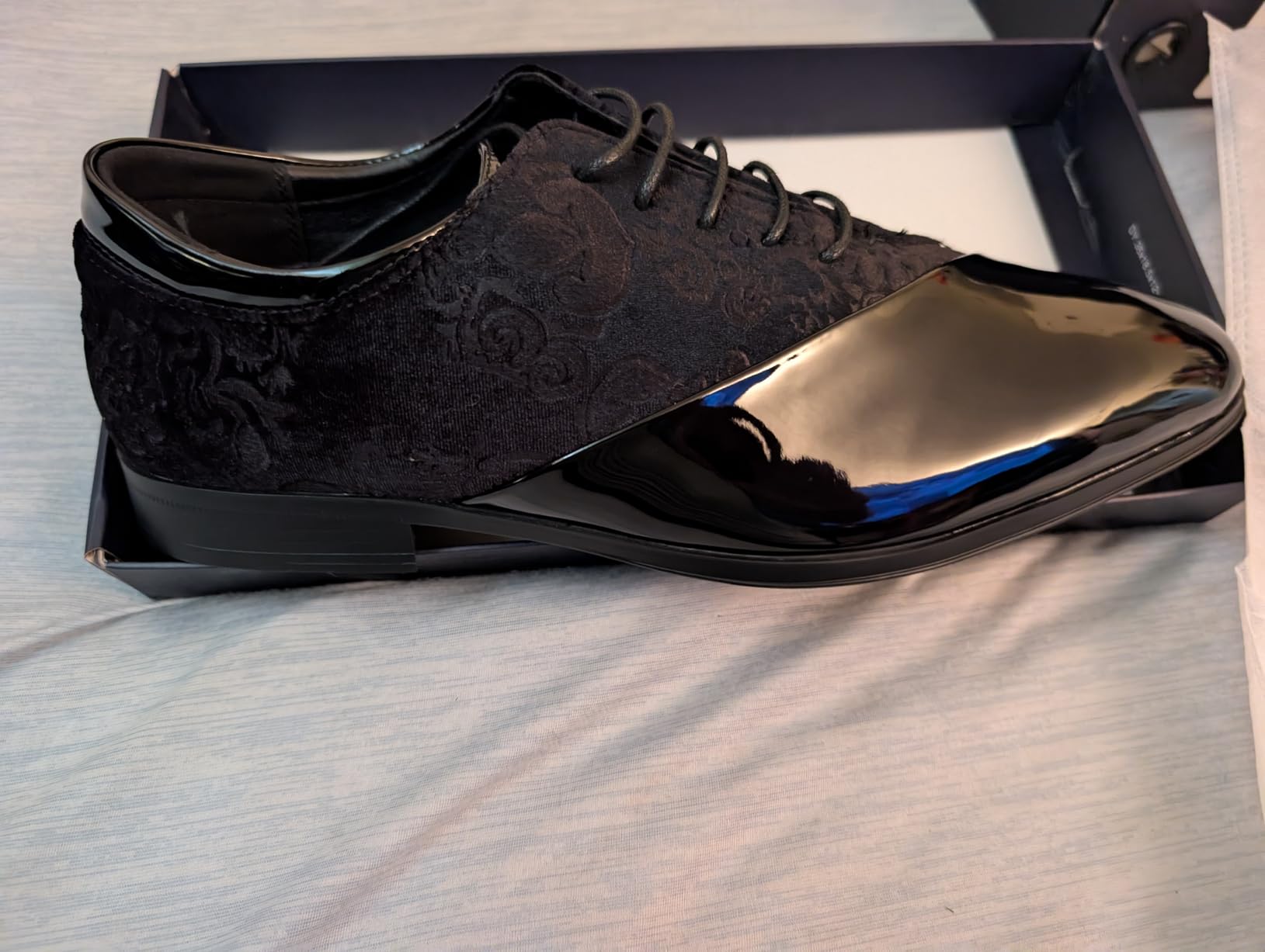 Bruno Marc Men's Dress Tuxedo Shoes Classic Patent Velvet Lace-up Formal Caden Oxford customer photo 1