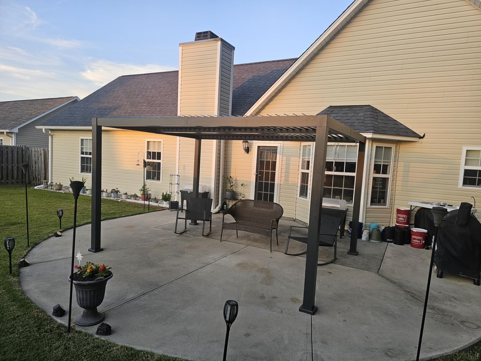 10'x 13' Patio Louvered Pergola Aluminum Deep Grey Hardtop Gazebo | Aluminum Louvered Pergola with Adjustable Roof Rainproof Hardtop Canopy for Outdoor BBQ Deck Yard Lawn and Garden customer photo 2