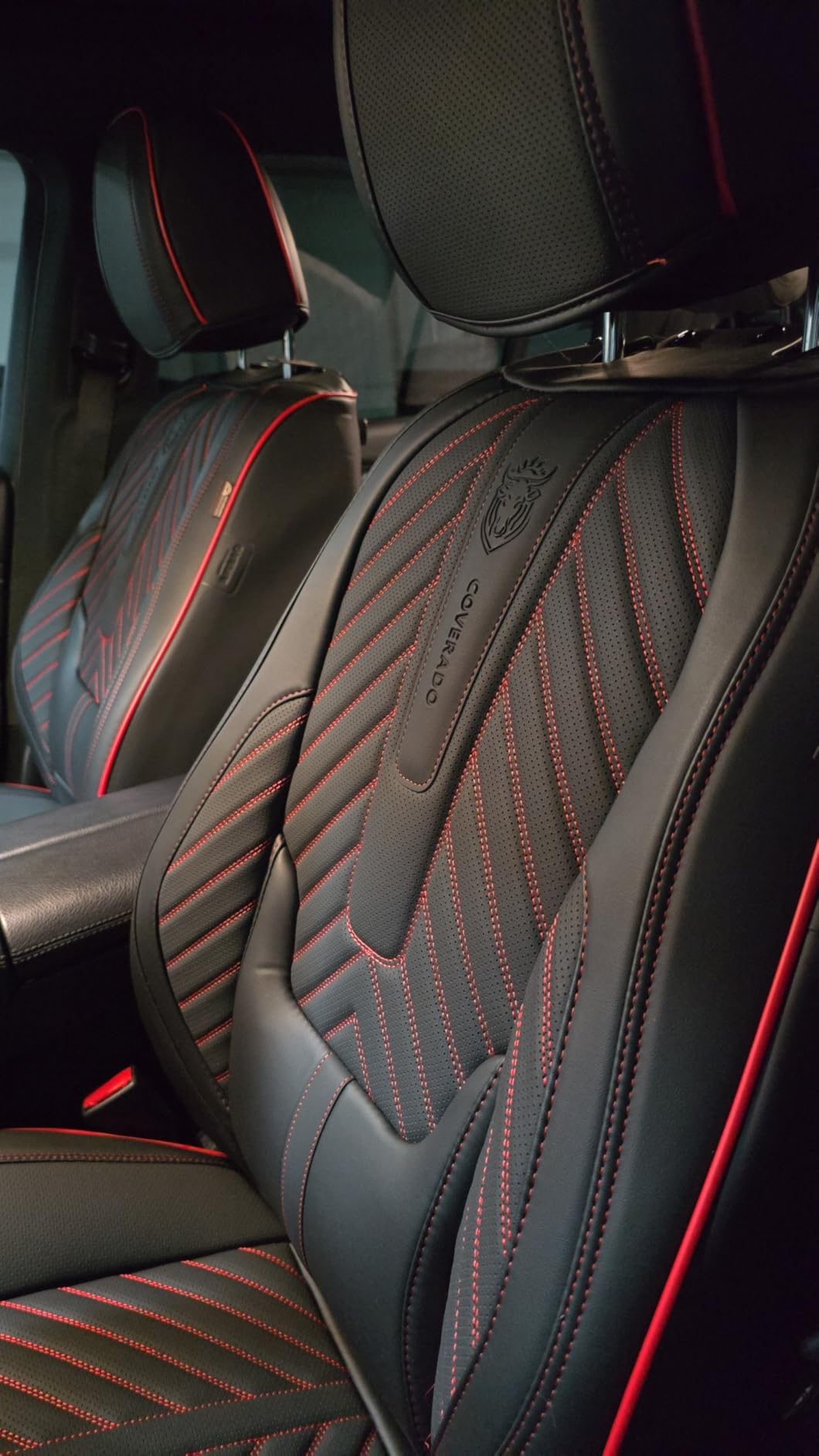 Coverado Seat Covers Full Set, Luxury Leather Car Seat Covers for Car with Lumbar Support, Automotive Seat Covers Waterproof Car Seat Protector Universal Fit for Most Cars SUV Truck(Black) customer photo 1