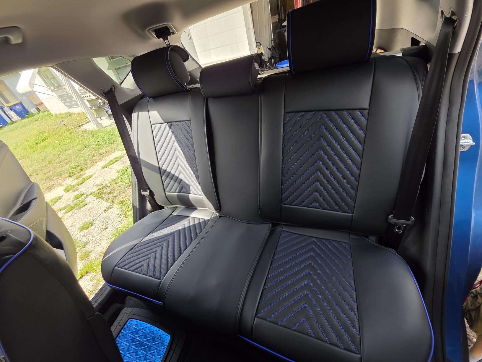 Coverado Seat Covers Full Set, Luxury Leather Car Seat Covers for Car with Lumbar Support, Automotive Seat Covers Waterproof Car Seat Protector Universal Fit for Most Cars SUV Truck(Black) customer photo 2