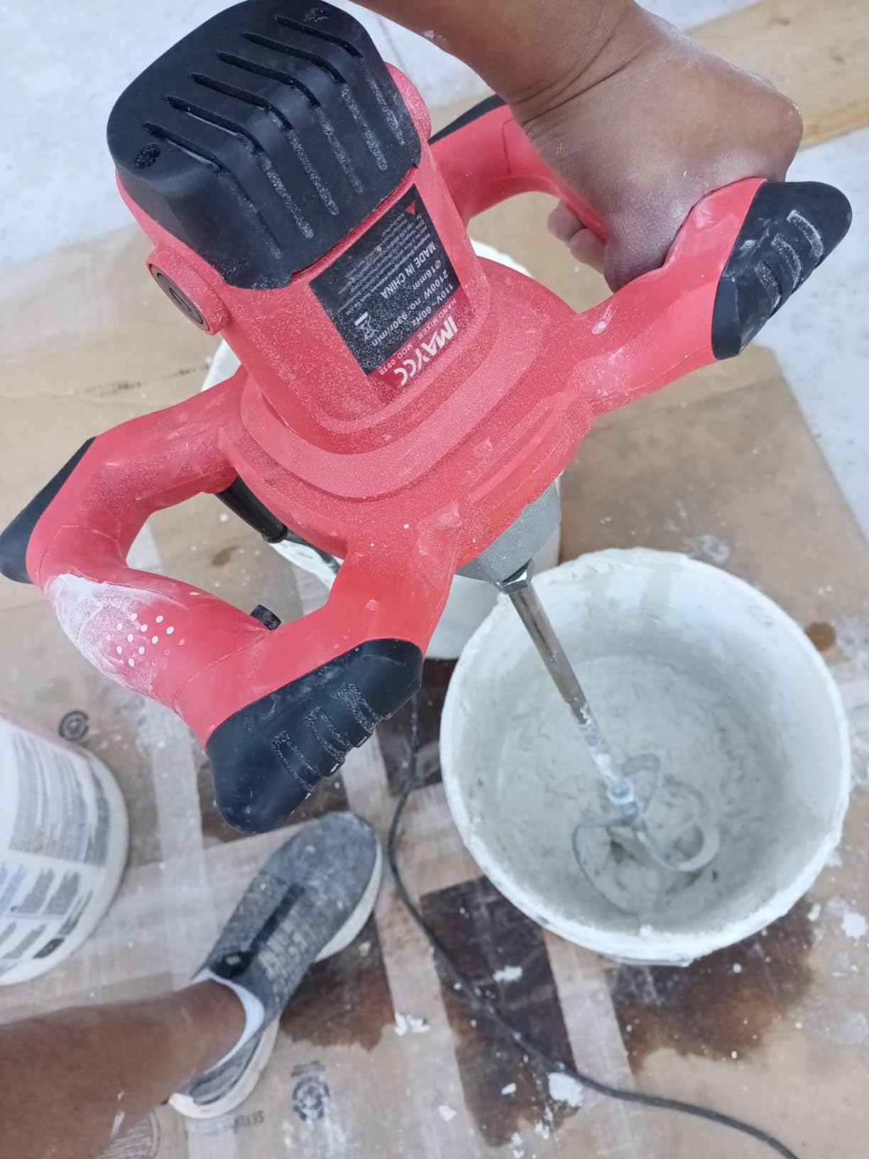 IMAYCC Cement Mixer 2100W, Portable Concrete Mixer, 110V Handheld Mud Mixer for Motar, Paint, Grout, Plaster, Thinset, Fodder Stirring Tool customer photo 2