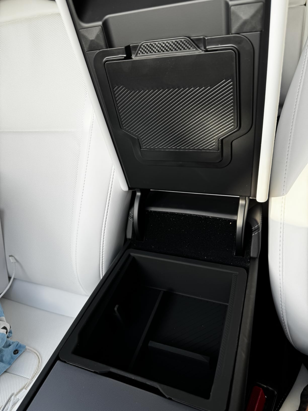 for 2026 Tesla Model Y/3/YL Accessories Console Organizer 4PCS Black | Fits Tesla 2025 2026 Model Y/YL (Premium Performance) & 2024-2026 Model 3 Console Storage Double-Layer Tray, Smooth Sliding customer photo 2