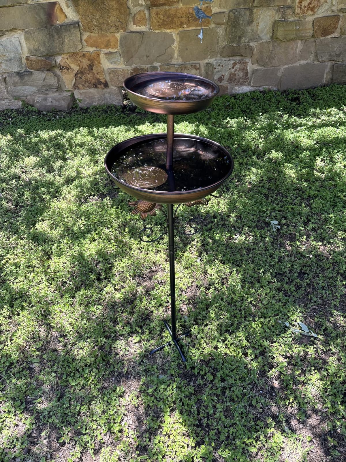 Daoeny Bird Bath for Outside, 42In Vintage Freestanding Birdbaths for Outdoors, Double Metal Bird Bath Feeder Bowls for Garden Patio Yard Lawn Decor, Upgraded 5-Pronged Base (Antique Bronze) customer photo 1
