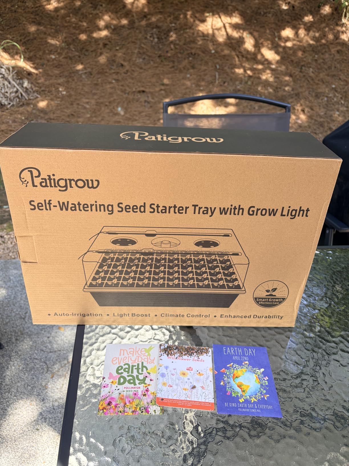 Patigrow 120-Cell Self-Watering Seed Starter Tray with Grow Light, Seed Starter Kit with 4.07
