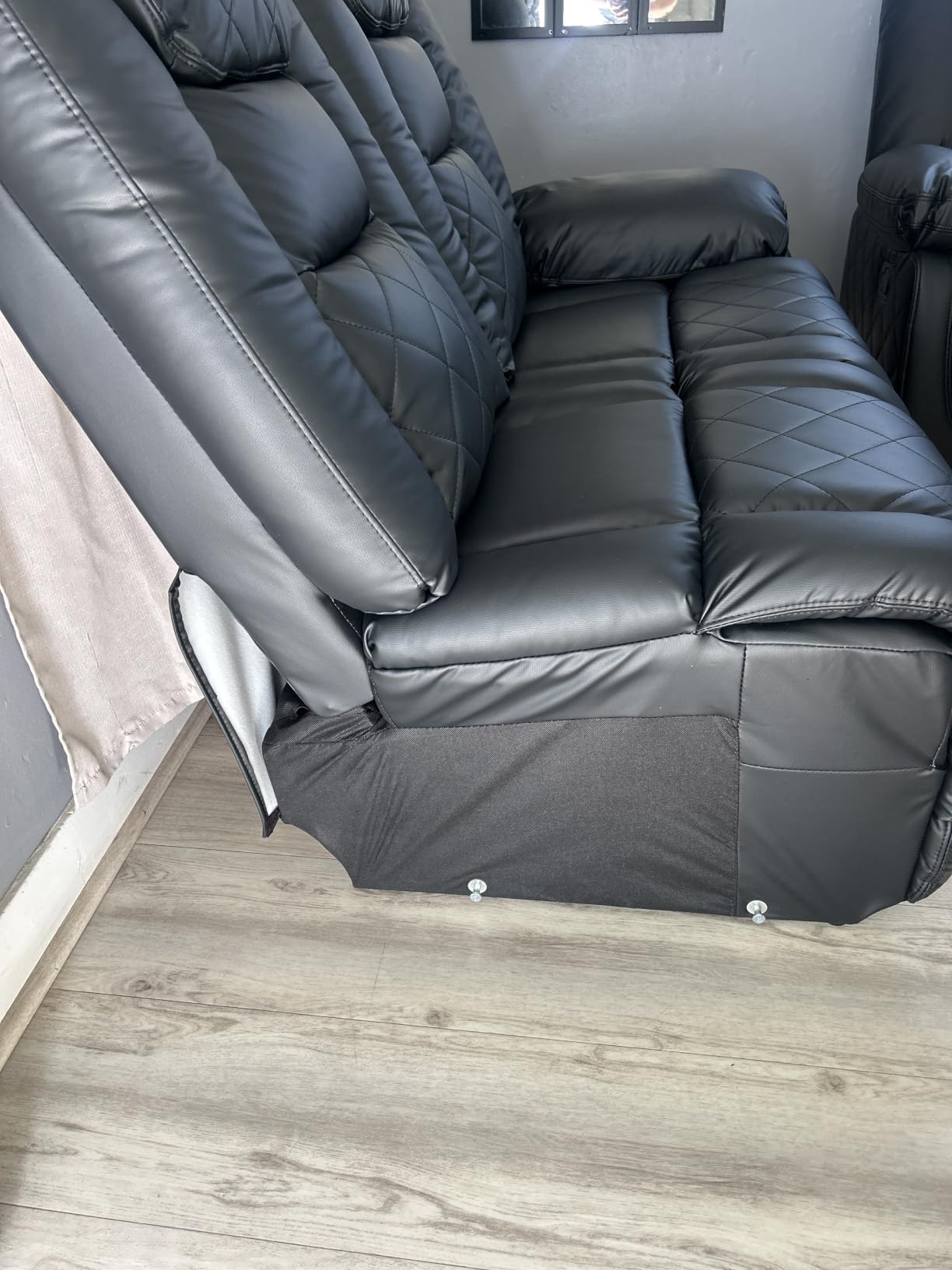 EBELLO Faux Leather Manual Loveseat Recliner Sofa, 2 Seat Reclining Couch Chair with Center Console, Hidden Storage and Cup Holders, Home Theater Seating for Living Room, Black (Loveseat) customer photo 2
