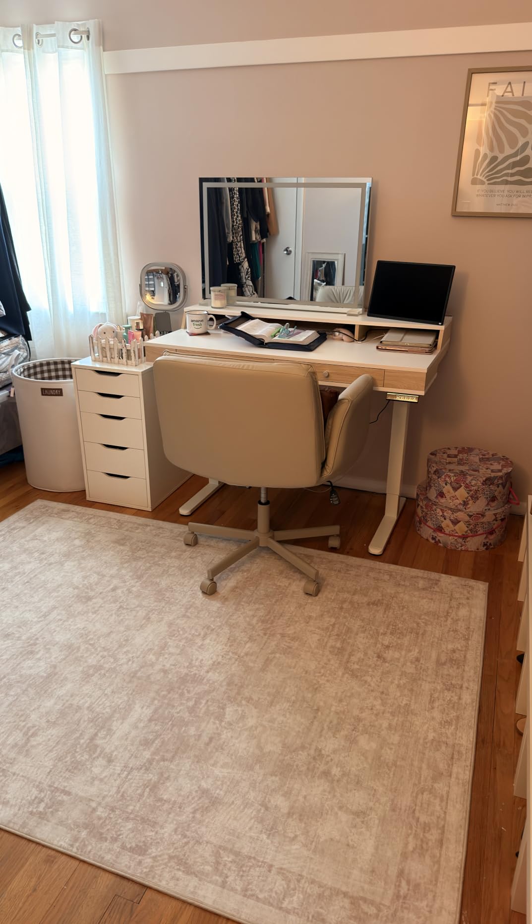 8x10 Area Rugs for Living Room: Washable Large Vintage Floral Rug Low Pile Non-Slip Boho Carpet for Bedroom Dining Home Office (Beige, 8'x10') customer photo 1