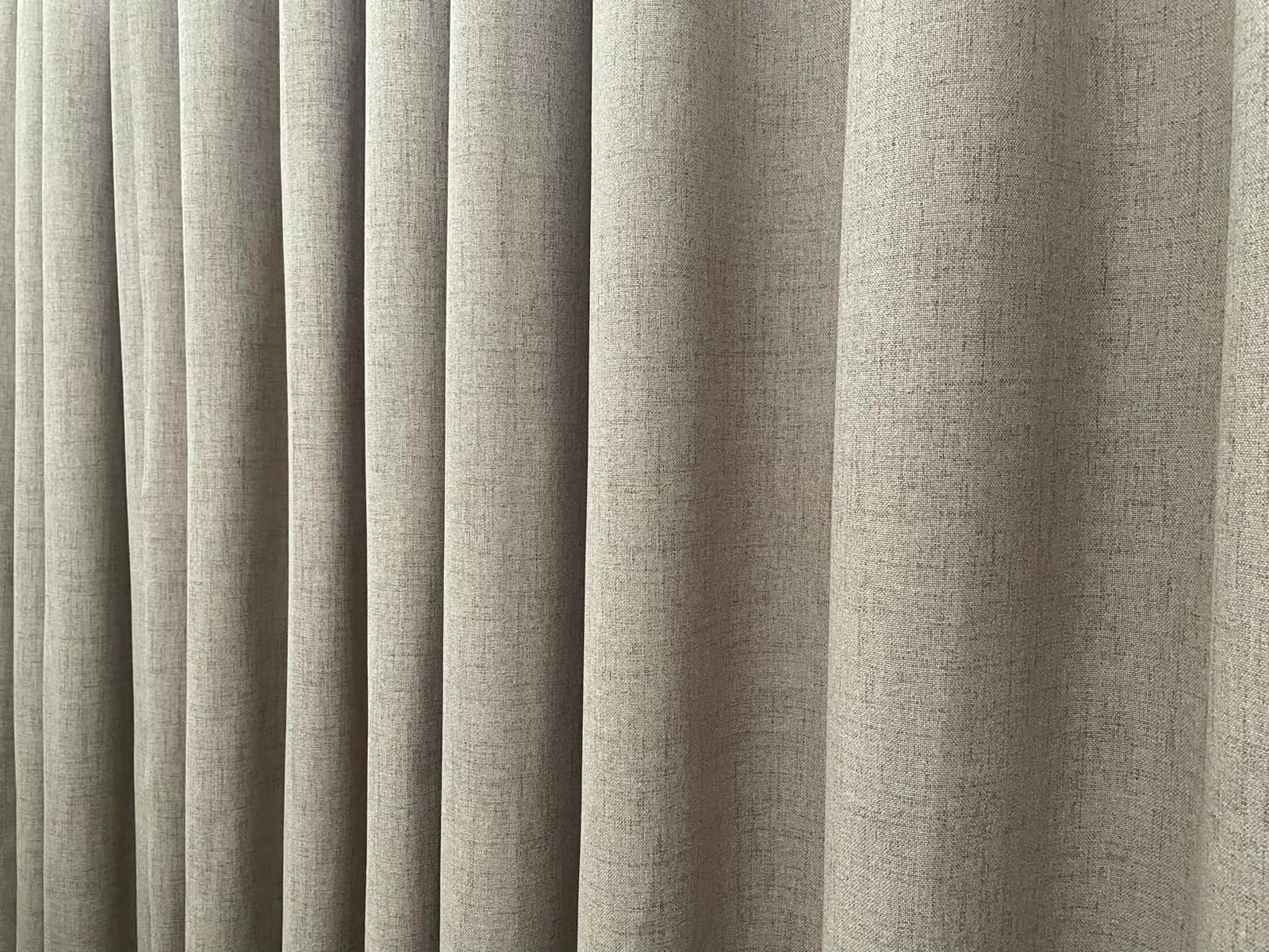 PONY DANCE Linen Blackout Curtains for Bedroom 84 Inches Long, 2 Panels Set | Thermal Insulated Grommet 100% Black Out Window Drapes for Living Room, Sliding Door Curtains, 52