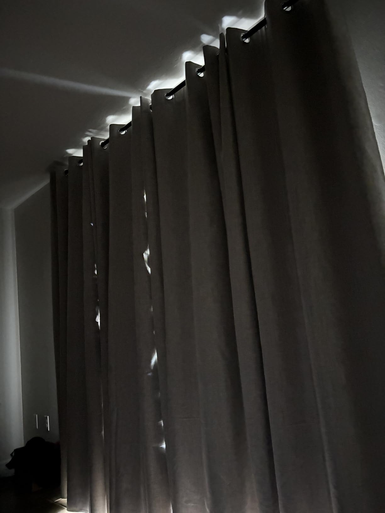 PONY DANCE Linen Blackout Curtains for Bedroom 84 Inches Long, 2 Panels Set | Thermal Insulated Grommet 100% Black Out Window Drapes for Living Room, Sliding Door Curtains, 52