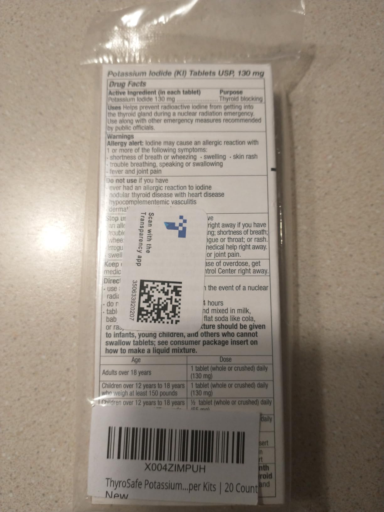 ThyroSafe Potassium Iodide 130mg Tablets (KI Pills) - Nuclear Fallout Emergency Protection, 20 Count customer photo 2