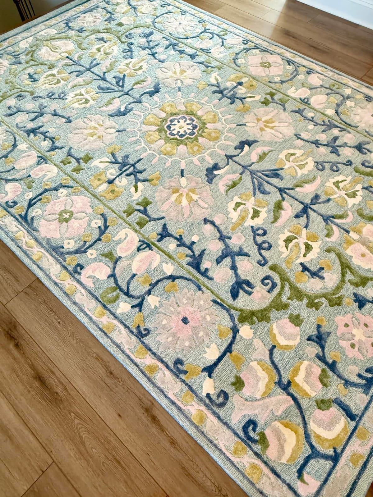 Hand-Tufted Wool & Viscose Area Rug (5x7 Ft) - Blue with Delicate Floral Pattern, Luxurious Soft Pile Carpet for Living Room, Bedroom, and Hallway customer photo 1