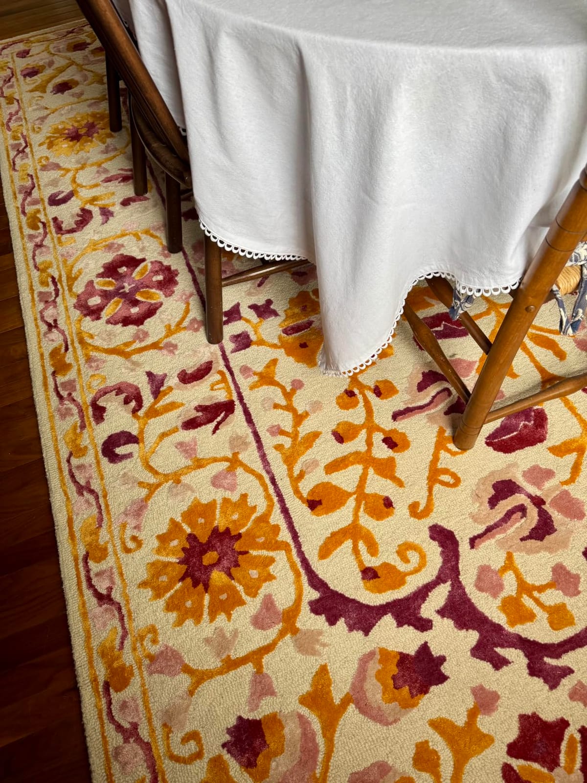 Hand-Tufted Wool & Viscose Area Rug (5x7 Ft) - Blue with Delicate Floral Pattern, Luxurious Soft Pile Carpet for Living Room, Bedroom, and Hallway customer photo 2