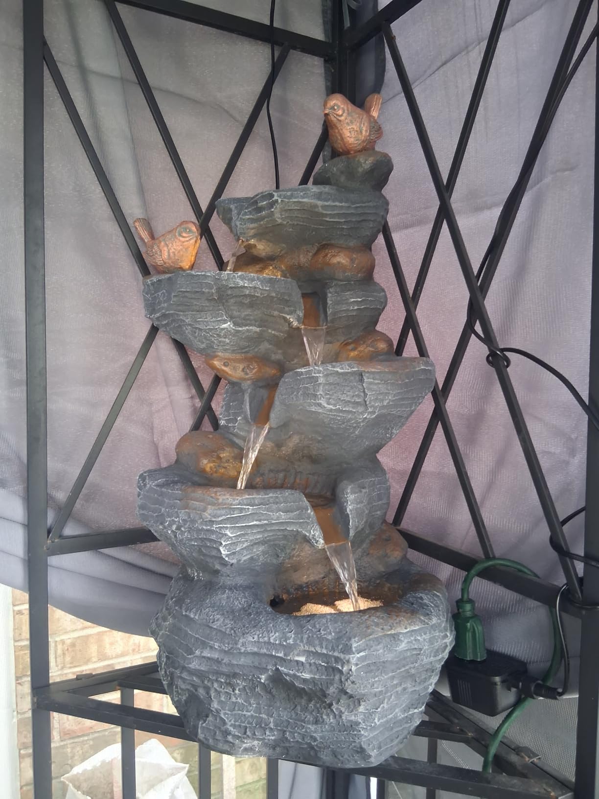 5-Tiers Cascading Rock Water Fountain Outdoor, Garden Freestanding Resin Water Feature Fountain with LED Lights, Pump for Indoors Patio, Backyard, Deck, Porch, Home Decor customer photo 1