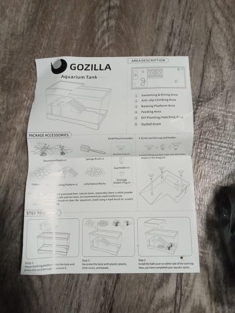 GOZILLA Turtle Tank Kit(Tank+Lamp+Filter), Upgrade PC Turtle Tank Starter Kit with Adjustable Lamp & Filter, Reptile Habitat with Lid, Basking Platform for Small Reptiles.(15.75 × 7.9 × 9''/Black Kit) customer photo 2
