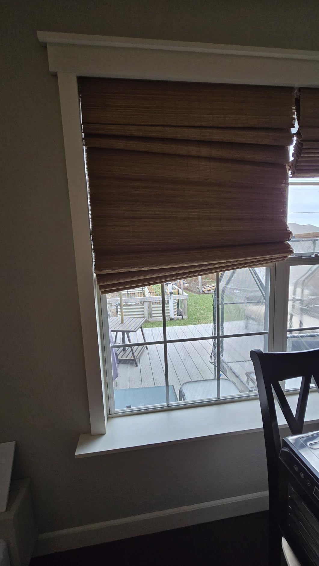 LazBlinds Cordless Blackout Bamboo Roman Shades, 34x64, Penang Teak | Room Darkening Blinds for Interior Windows, Thermal Insulated Roll Up Bamboo Blinds for Home & Patio customer photo 1