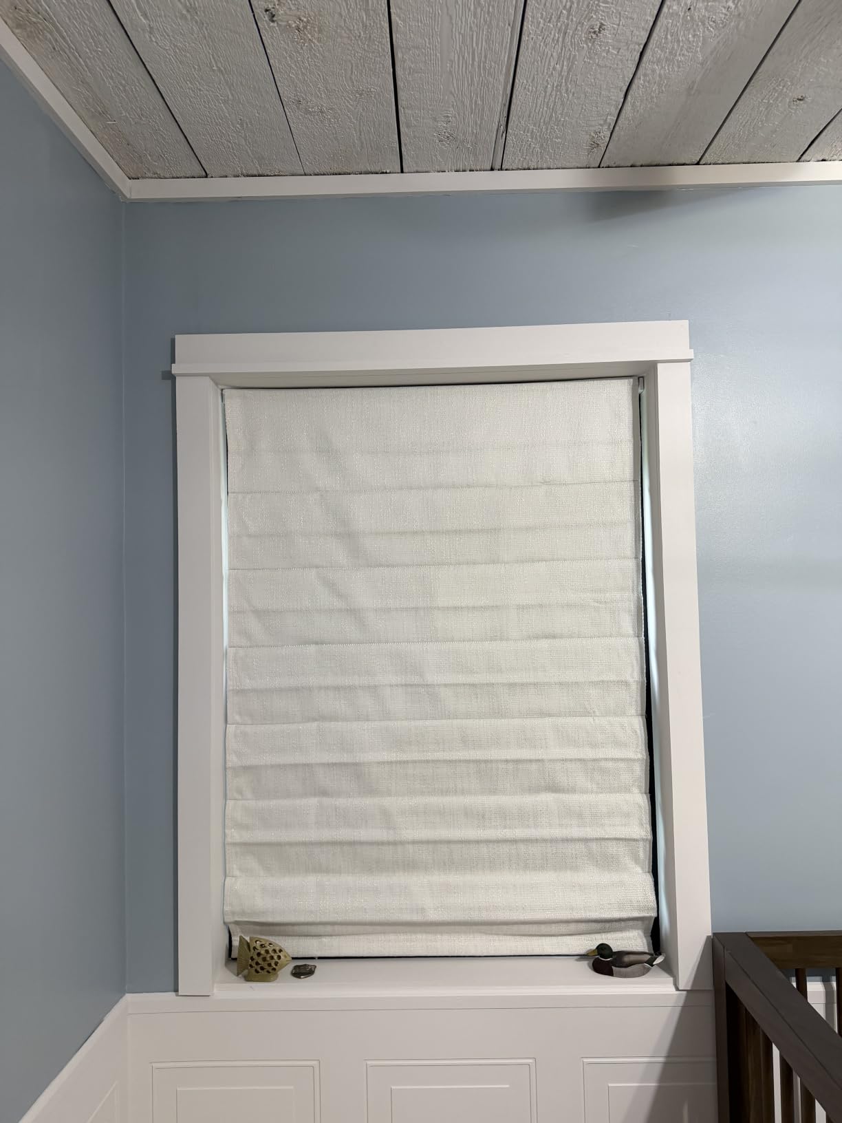 UNISHADES No Drill Cordless Roman Shades, Room Darkening, 34×48 in Beige | Cordless fabric shades with polyester material provide room darkening, easy installation without drilling customer photo 2