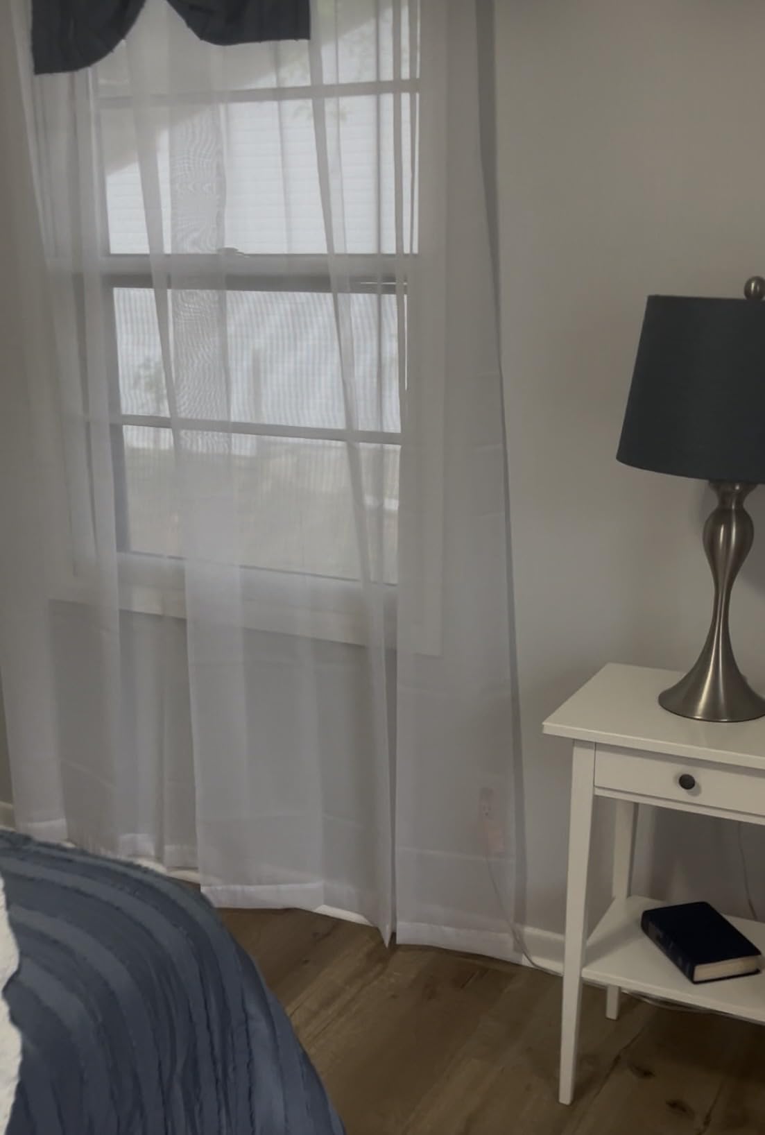 White Sheer Curtains 84 Inches Long 2 Panels Set for Bedroom Living Room, Soft Airy Light Filtering Modern Solid Rod Pocket Drapes Window Treatments, White, Each 42
