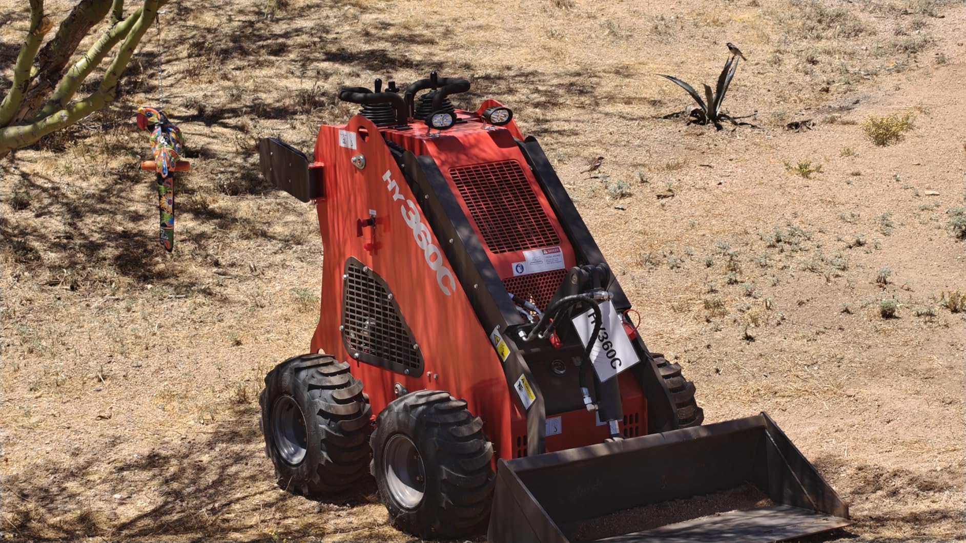 HY360C Mini Skid Steer Loader Stand-On Wheeled 525 lbs with Bucket | 13.5HP B&S Gas Engine, Dual-Pump Dual-Valve Hydraulic System, 1323 lbs Max Lift Capacity, 63